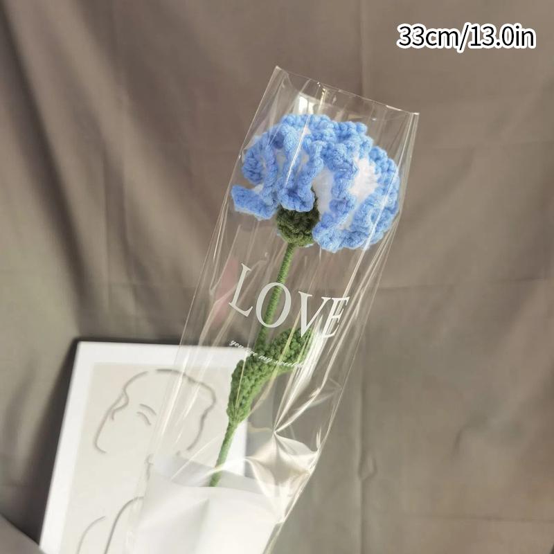 Simulated Crochet Tulips Carnations Red Roses DIY Handmade Flower Bouquets Birthday Gifts Wedding Souvenirs Mother Teacher's Day