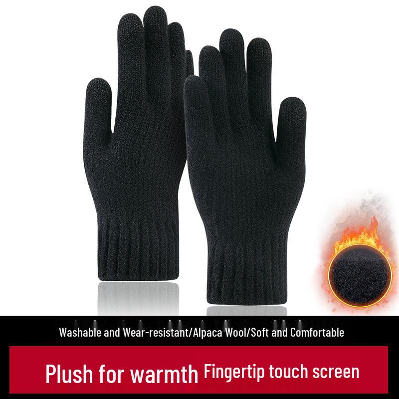 2025 Men's Classic Touchscreen Alpaca Wool Fleece-lined Thick Knit Gloves