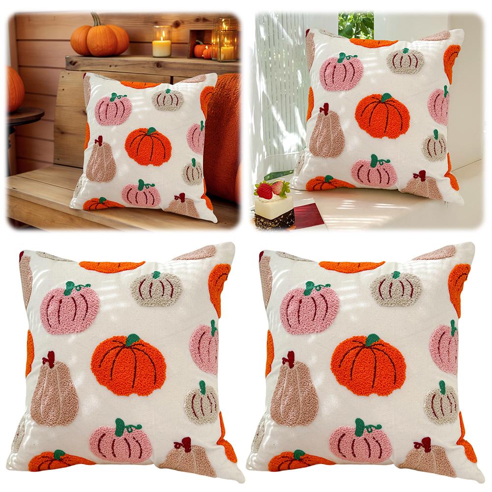 Halloween Throw Pillow Covers 45x45 Set of 2 Pumpkin Embroidery Pillow Cases Pumpkin Fall Throw Pillow Covers for Sofa Bed Couch