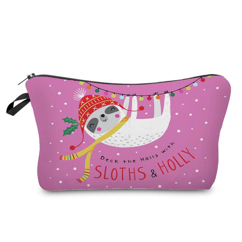 Women Sloth Print Cosmetic Bag Toiletries Organize Travel Storage Case 6403