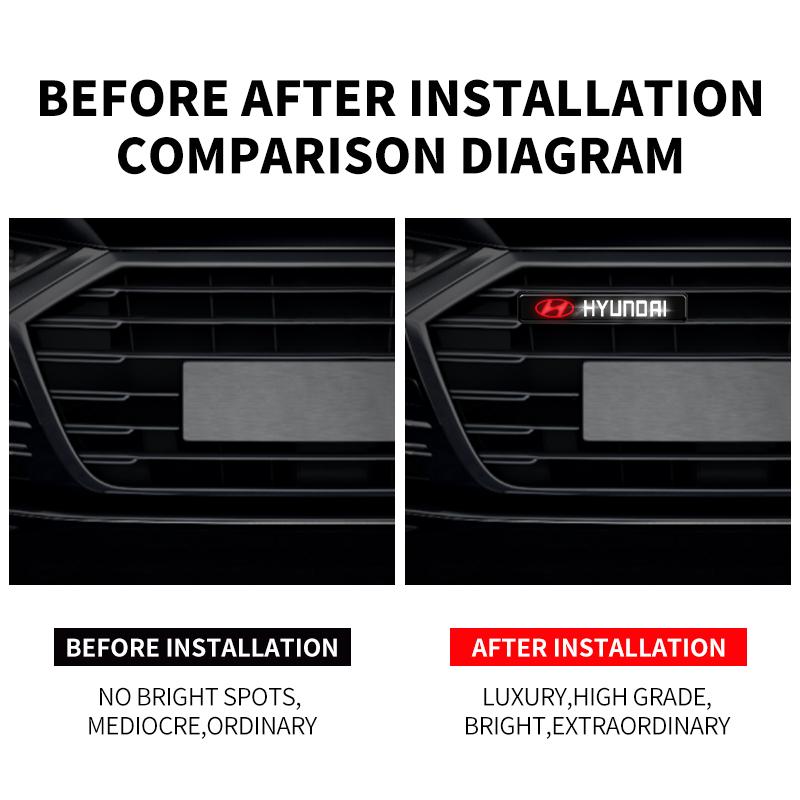 1Pcs Car Front Hood Grille Emblem Badge Decorative LED Light For Hyundai Tucson I10 I20 I30 Santa Fe Sonata Azera Accent KK10