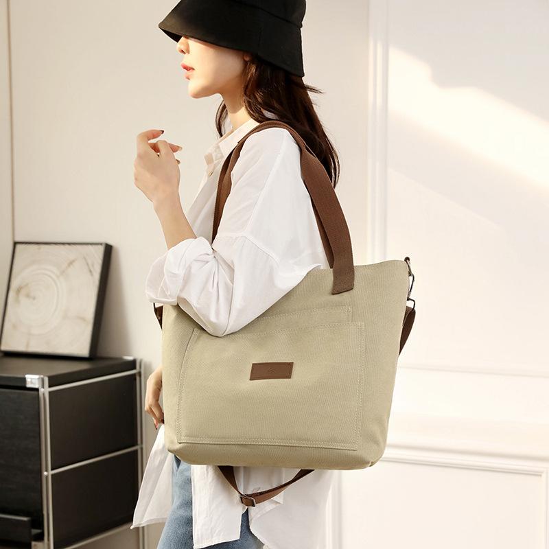 Shoulder Bag Tote Bag Women Solid Color Canvas Bag
