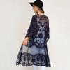 Summer New Lace Bikini Cover Up Sexy Sheer Mesh Embroidered Elegant Dress Casual Beach Cardigan Women Swimwear Cover Up Q894