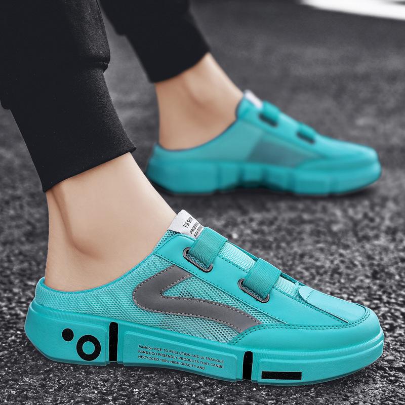 2026 Summer New Mesh Half-drag Board Shoes Men's Cool Slippers Bag Head Half Slippers Hollow Breathable Men's Shoes