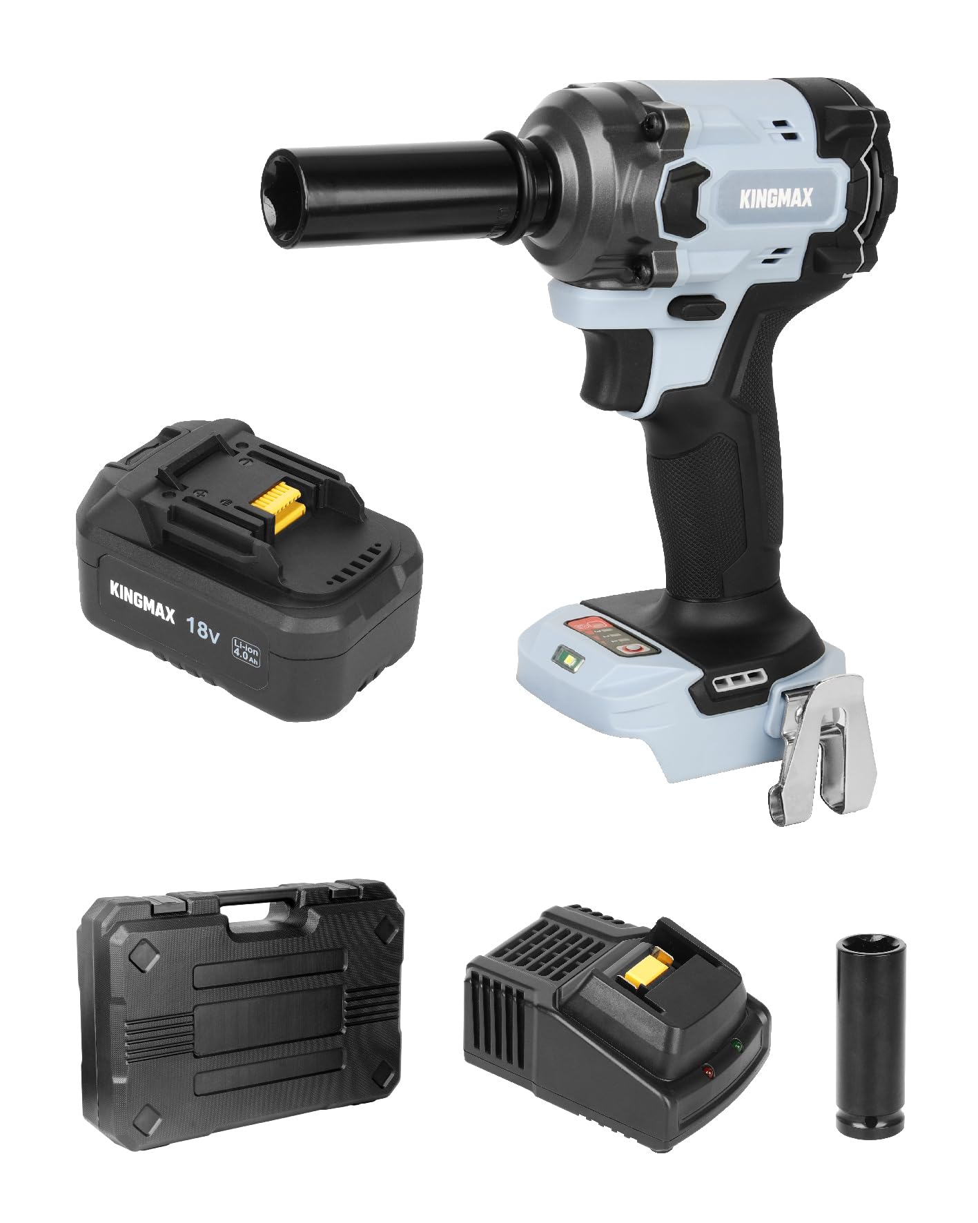 

KINGMAX KIW18B Impact Makita 18V Tire Switching Maximum Loosening Torque of 550 Brushless LED Repair Warranty Included Ah and Wrench, Compatible,