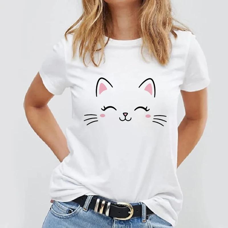 Women T Shirt Simple Design Tops Panda Printed Female Tee T Shirts Casual Basic Summer White Tshirt Kawaii Lady Tshirts 2021