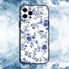 Blue white Porcelain Pattern Phone Case For iPhone17,16,15,14,13,12,11 Plus,Pro Max, Soft Silicone Black Cover