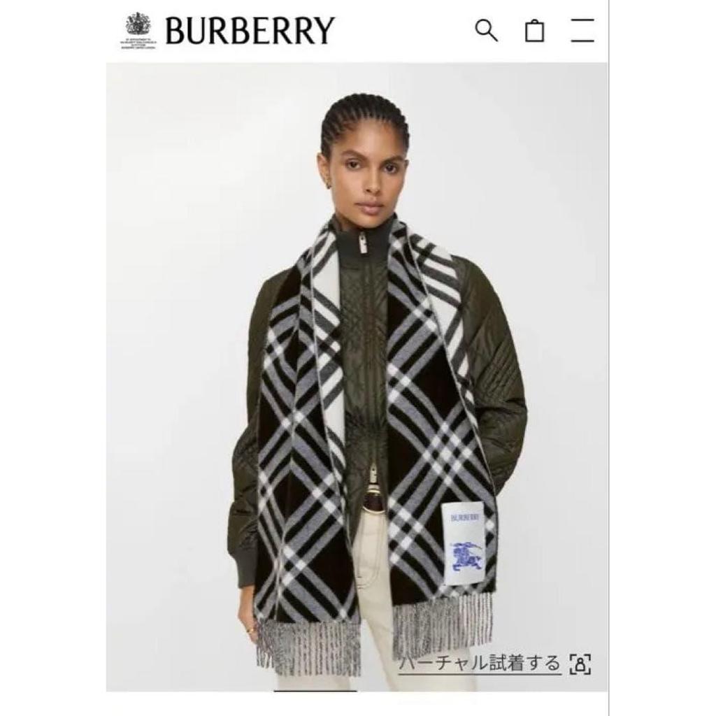 Used BURBERRY Check Cashmere Scarf