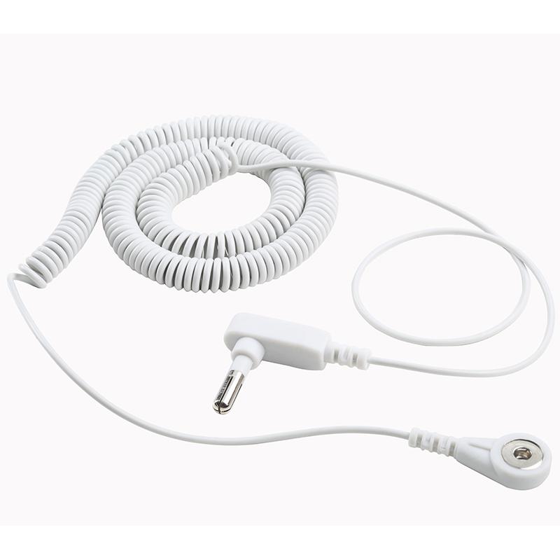 Drop Shipping 4,5m 15ft Weißes PU USA Stecker Erdungskabel mit 100K Widerstand für Bettwäsche/Yogamatten Sicherheitsprodukt