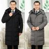Dad's Winter Coat: Thick Knee-Length Down Jacket with Large Fur Collar for Middle-Aged & Elderly Men – Cold Protection, White Duck Down