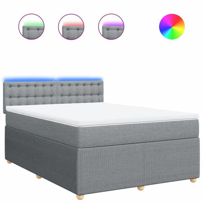 VidaXL Sommier à lattes de lit avec matelas Gris clair 160x200cm Tissu 3289821