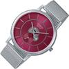 Casio Analog Watch, Metallic Silver/Red, Bracelet