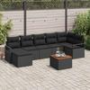 8 Piece Garden Sofa Set with Cushions Black Poly Rattan