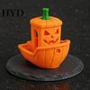 Ghost Ship Figurine 3D Printed Halloween Boat Figurine, Spooky Pumpkin Festive Holiday Decorations Statue for Party Tabletop Home Decor Themed