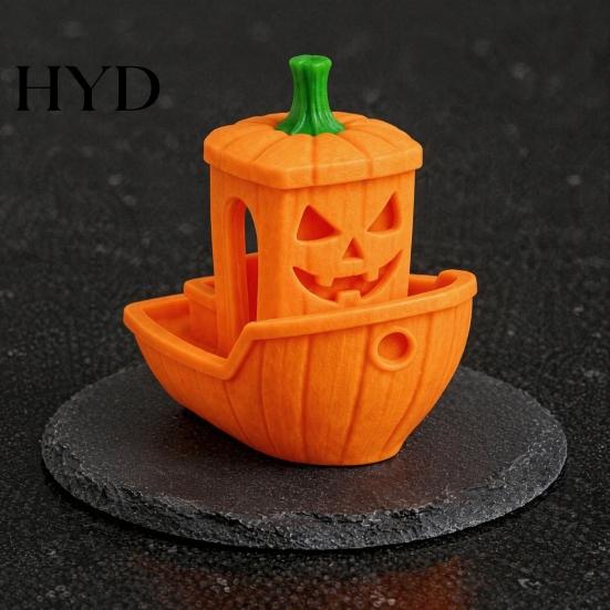 Ghost Ship Figurine 3D Printed Halloween Boat Figurine, Spooky Pumpkin Festive Holiday Decorations Statue for Party Tabletop Home Decor Themed