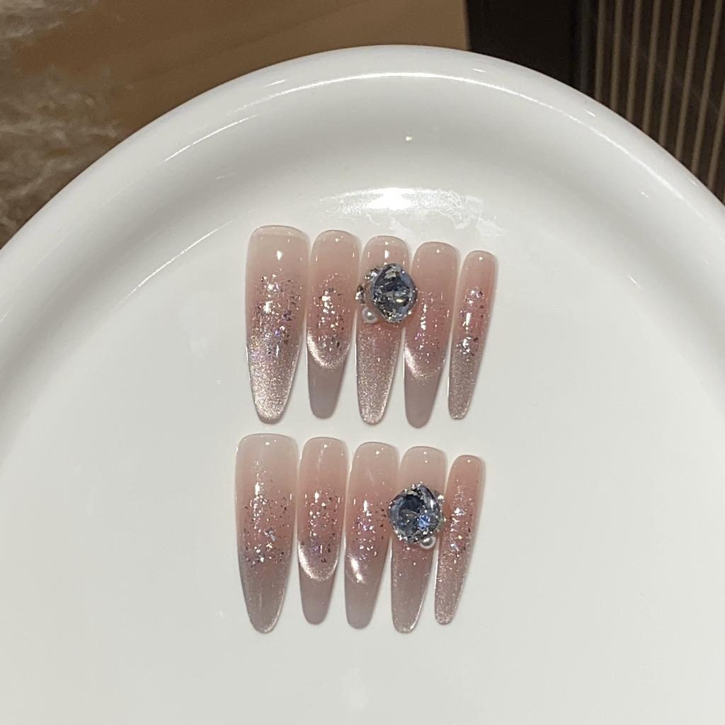 Pure Desire Ice-transparent Pink Smile Cat Eye Sequins Pearl Pile Square Diamond Ambiguous Patch Wear Armor