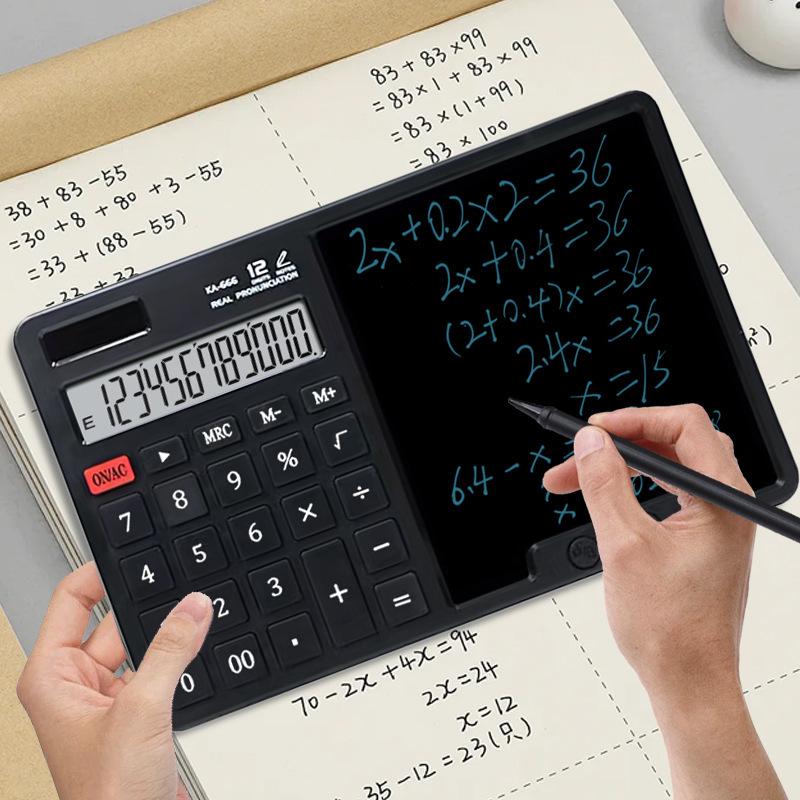 Dual Power Solar Business Calculator with Handwriting Board - Large Screen & Voice Feature
