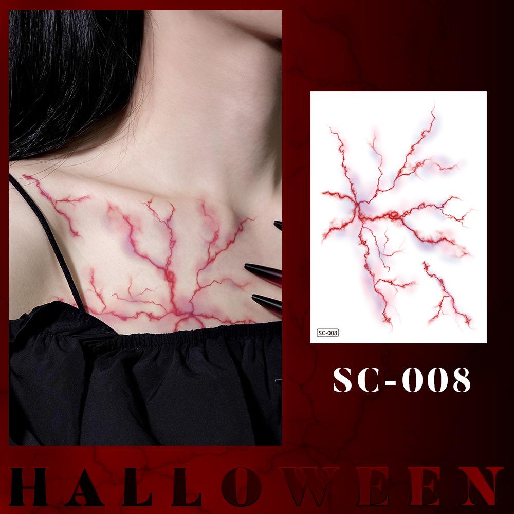 Waterproof Halloween Tattoo Stickers: Realistic Scars, Veins, and Cracks for Face and Arms