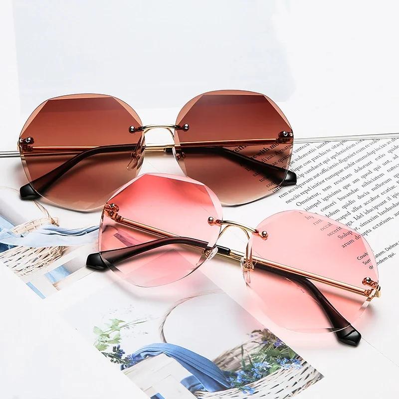 4PCS Fashion Rimless Square Sunglasses Women Men Vintage Luxury Brand Designer Ins Sun Glasses for Female UV400 Shades