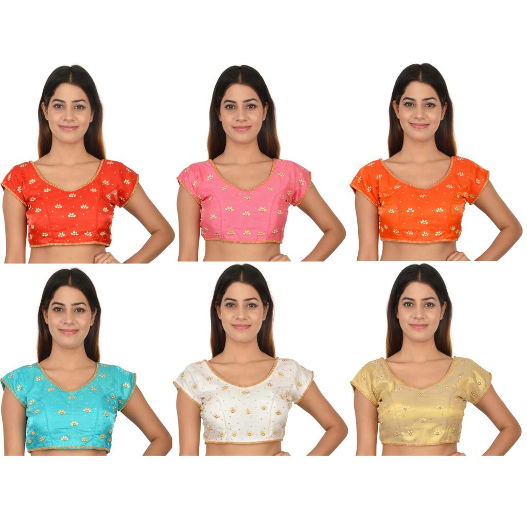 Readymade Desigenr Stitched Blosue Women's Silk Blend Crop Top Choli Dress