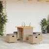 5 Piece Outdoor Dining Set with Cushions Beige Poly Rattan