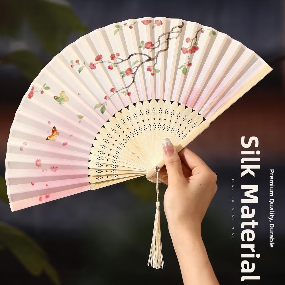 Tassel Elegent Female Fan Folding Fan Bamboo Classical Dance Fan  Home Decoration