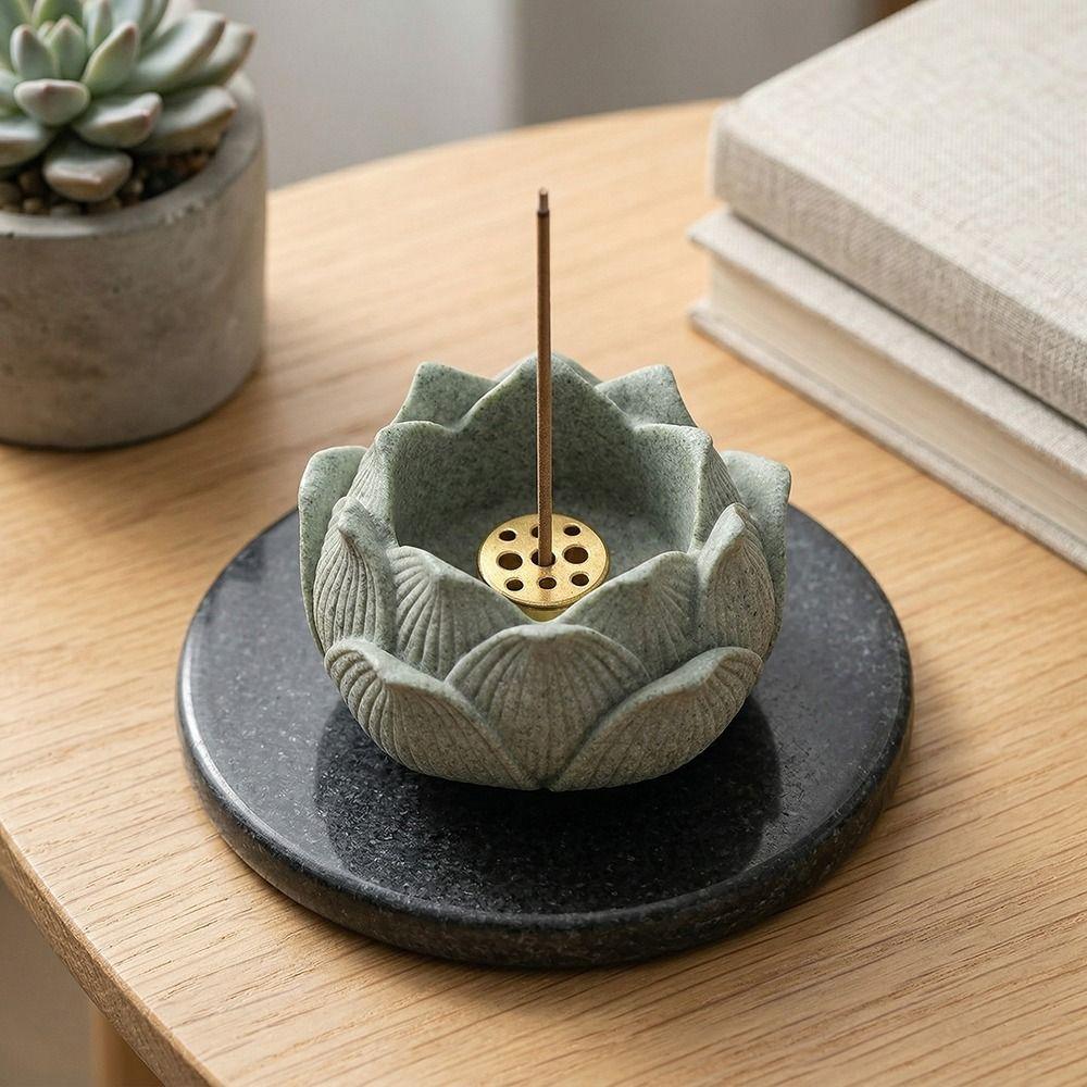 Lotus Shape Lotus Incense Holder Flat Bottom Ash Catcher Incense Burning Tray  Meditation Yoga