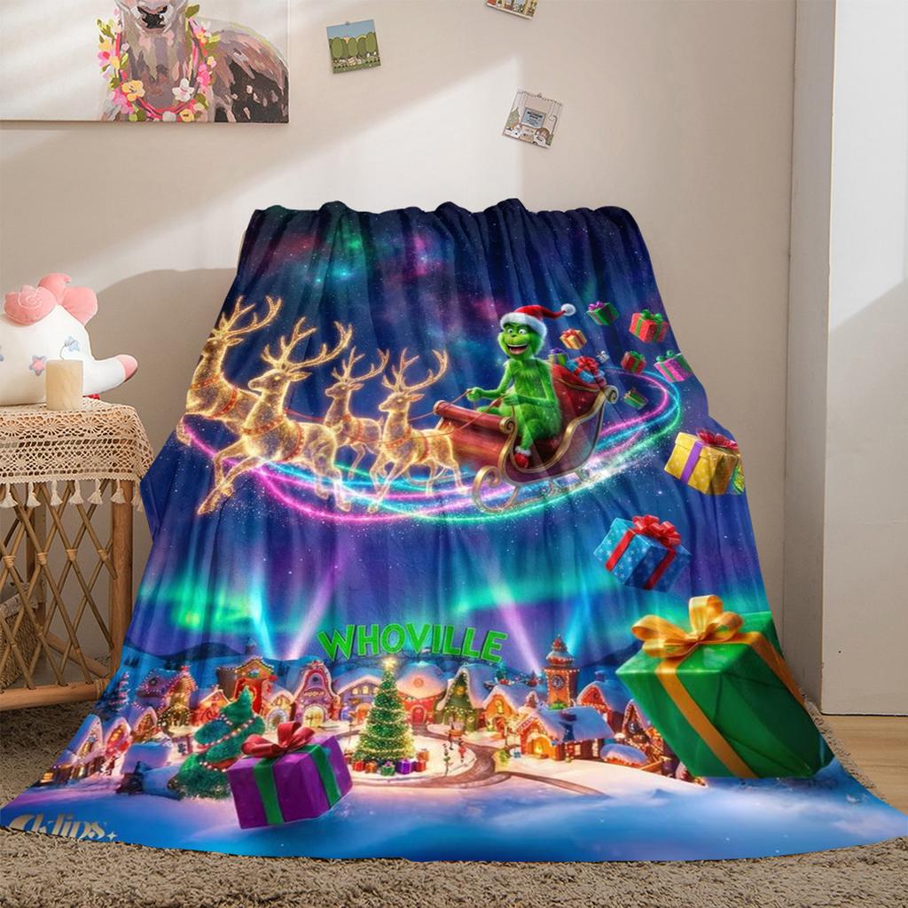 Christmas Gift Comedy Movie How the Grinch Stole Christmas blanket home warming, four season bed decoration sofa cover flannel throwing blanket K22