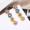 S925 silver needle niche baroque retro personalized crystal stud earrings women's fashion versatile long temperament earrings