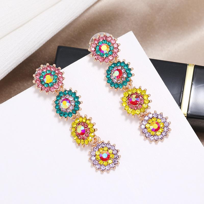 S925 silver needle niche baroque retro personalized crystal stud earrings women's fashion versatile long temperament earrings