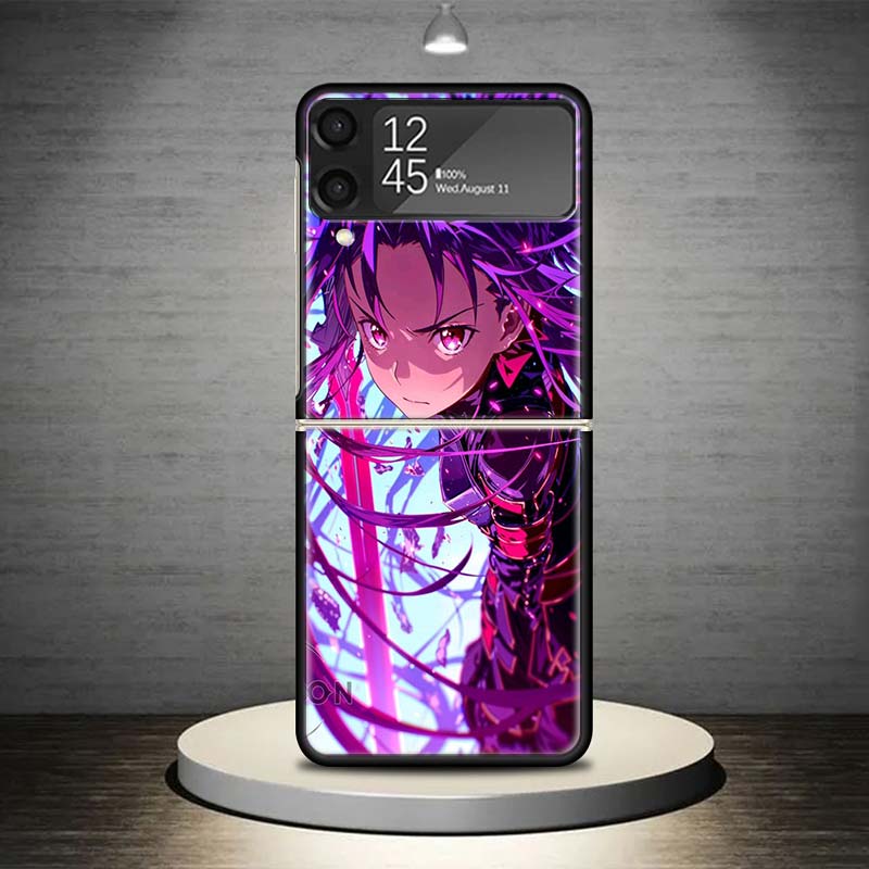 Anime Sword Art Online SAO Phone Case For Samsung Galaxy Z Flip 7 6 5 4 3 5G Shockproof Cover Z Flip7 Flip6 ZFlip5 Flip3 Flip4 L