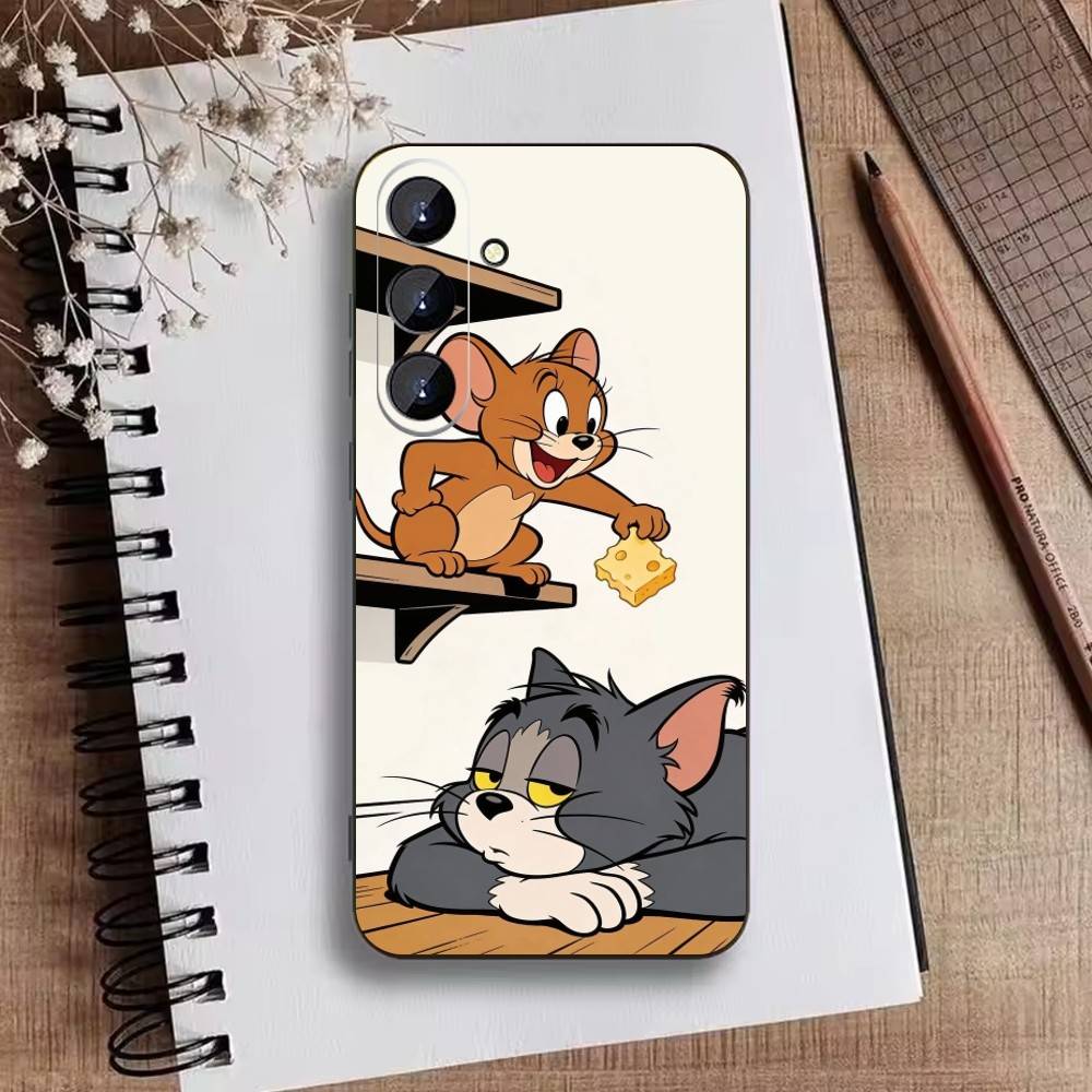 U-Tom And J-Jerry Phone Case For Samsung Galaxy A73,21,22,32,71,53,52,51,80,5G Soft Black Cover