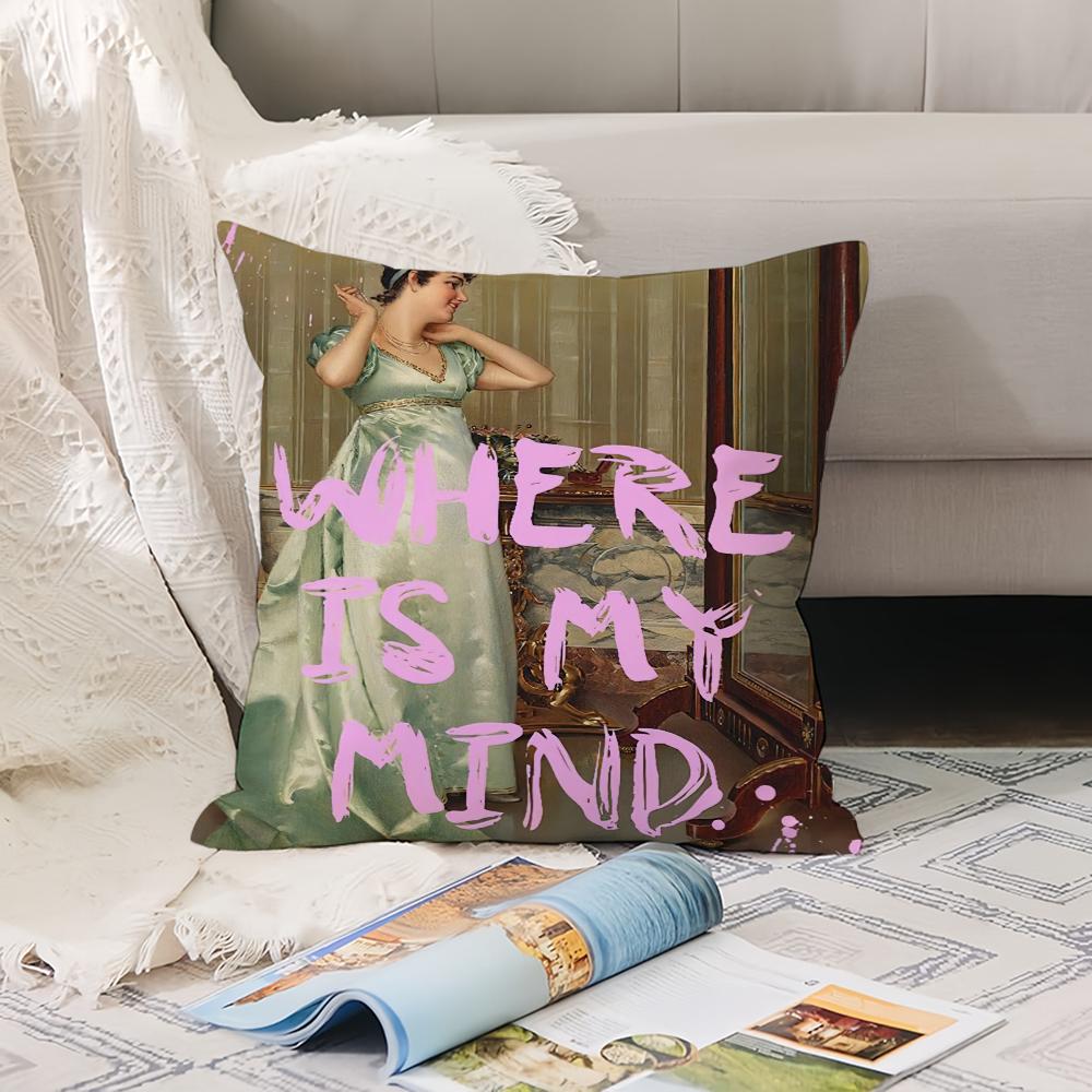 Pillow Case Portrait Feminist Office Cushions Lyrics Suitable For Sofa Funny Car Decorative Cushion Cover