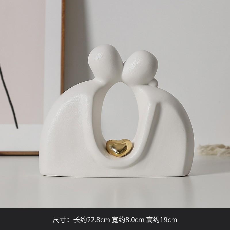 Ceramic Figure Figurines Modern Decoration Home Sculpture Nordic Decorative Abstract Couple Statue Living Room Crafts Ornaments