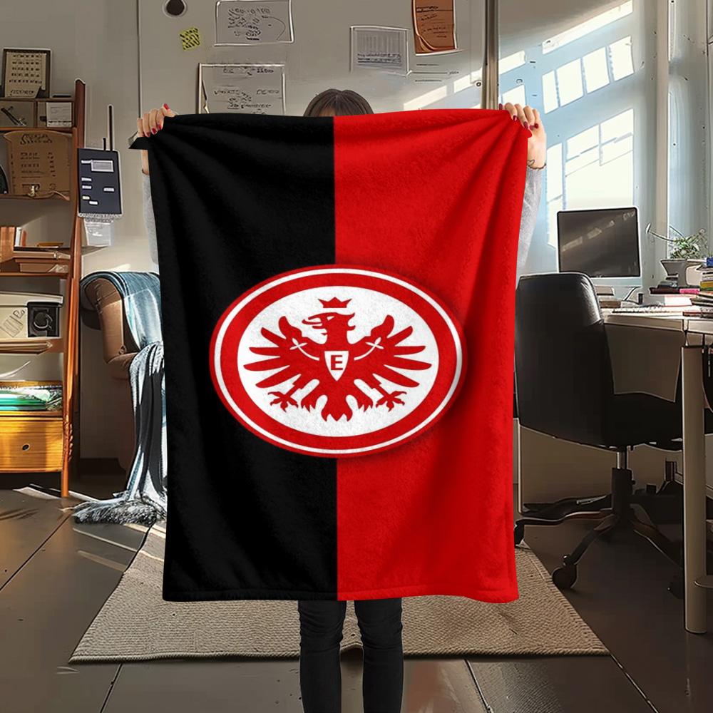 Eintracht Frankfurt Team Logo Flannel Throw Blanket, Soft Warm Sofa Bed Cover, Soccer Fan Home Decor Blanket