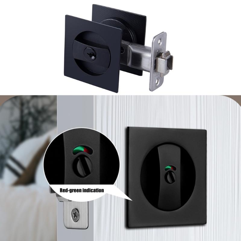 Contemporary Pocket Door Hardware Featuring Privacy Lock Latches Interior Sliding Door Lock Easy To Use for Square Door
