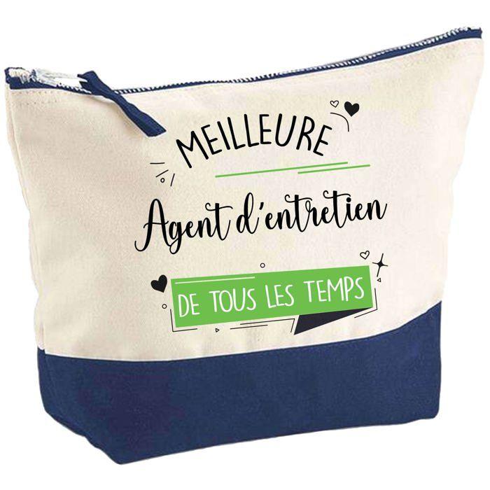 Trousse maquillage - PLANETEE - Meilleure Agent d'Entretien (fond bleu) - Grand format - Coton - Impression HD