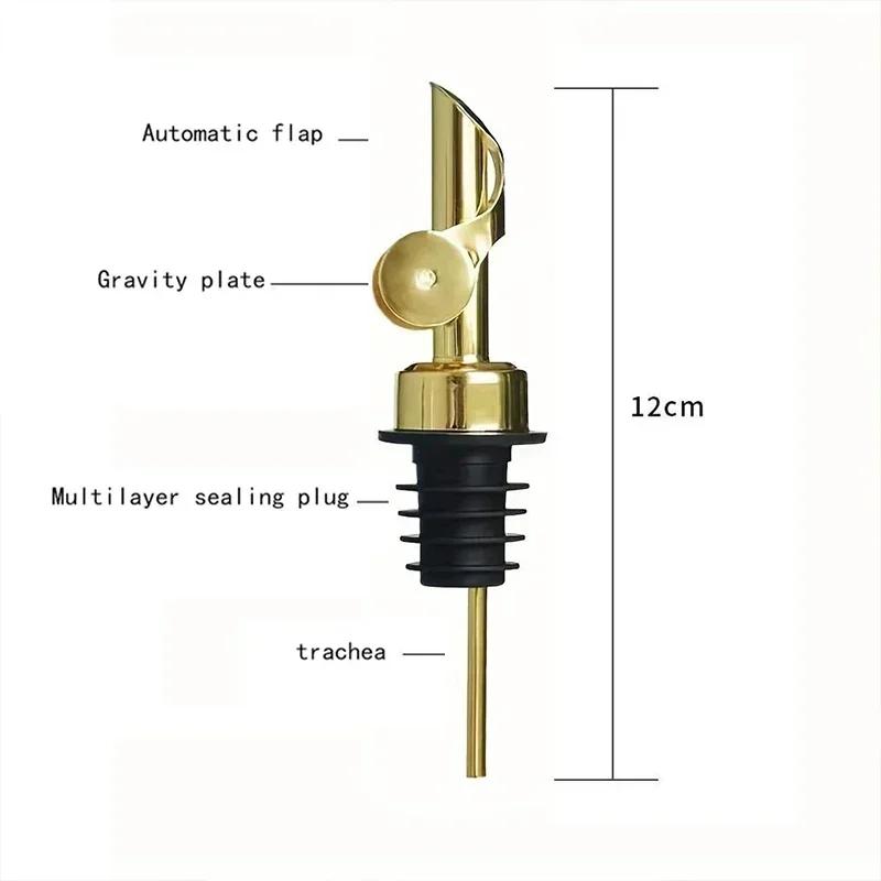 1PC 304 Stainless Steel Olive Oil Stopper Cap Dispenser Spout Sauce Vinegar Auto Open Pourer Nozzle Wine Liquor Bottle Plug