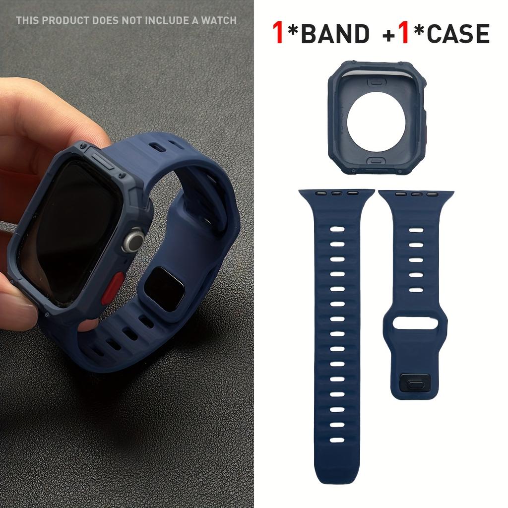2pcs Adjustable Strap + Hollow Out TPU Shockproof Case For Apple Watch Ultra/SE/10-1 Soft Smartwatch Accessories