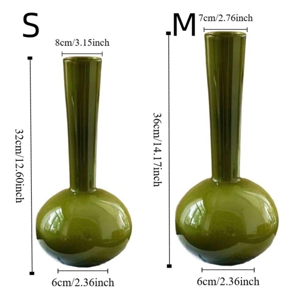 Olive Green French Vintage Vase Swan Neck Glass Hydroponic Vase Unique Luxury Artistic Planter Floral Arrangement