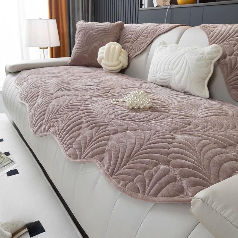Irregular Special-shaped Sofa Cushions, All-season Universal Non-slip Winter Short Plush Cushions, Leather Sofa Covers, Backrest Towels