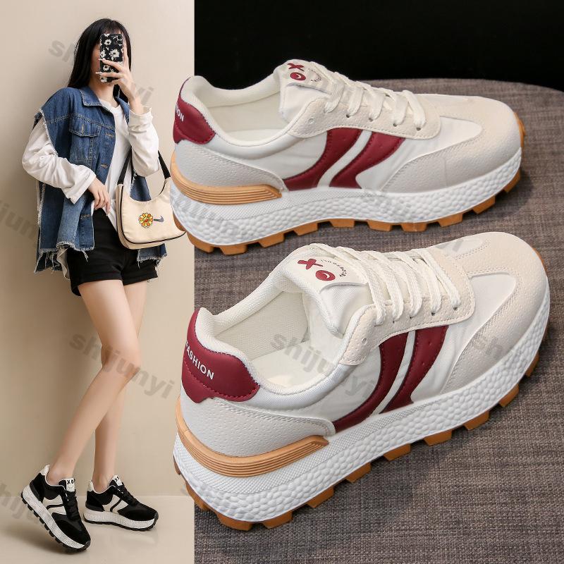 Fashion Platform Sneakers for Women 2026 Spring Lace Up Sports Running Shoes Woman Non Slip Thick Sole Increase Casual Sneakers