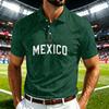 Men's Casual Short Sleeve Shirt with Mexico Print Quick Dry Lightweight Mesh Breathable for Summer Sports