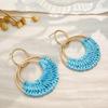 Bohemian Retro Round Geometric Hollow Rattan Earrings for Women
