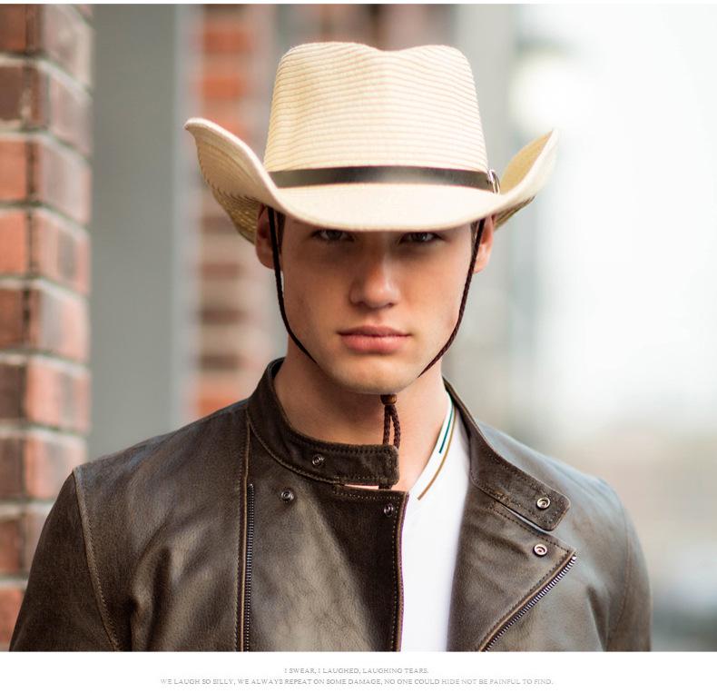 Men's Trendy Wide Brim Denim & Straw Foldable Sun Hat for Outdoor Travel
