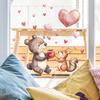 Valentinstag Bär und Eichhörnchen Herzförmiges Glasfenster Heim-Hintergrund Verschönerung Fensteraufkleber