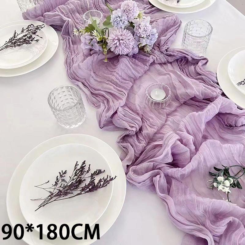 Cheesecloth Table Runner Gauze Tablecloth Semi-Sheer Crinkle Table Cover Boho-style table runner 180*90/90*340cm