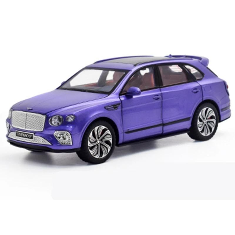 

1/24 Bentayga SUV Alloy Luxy Car Model Diecast Metal Toy Vehicles Car Model High Simulation Sound and Light Collection Kids Gift фиолетовый