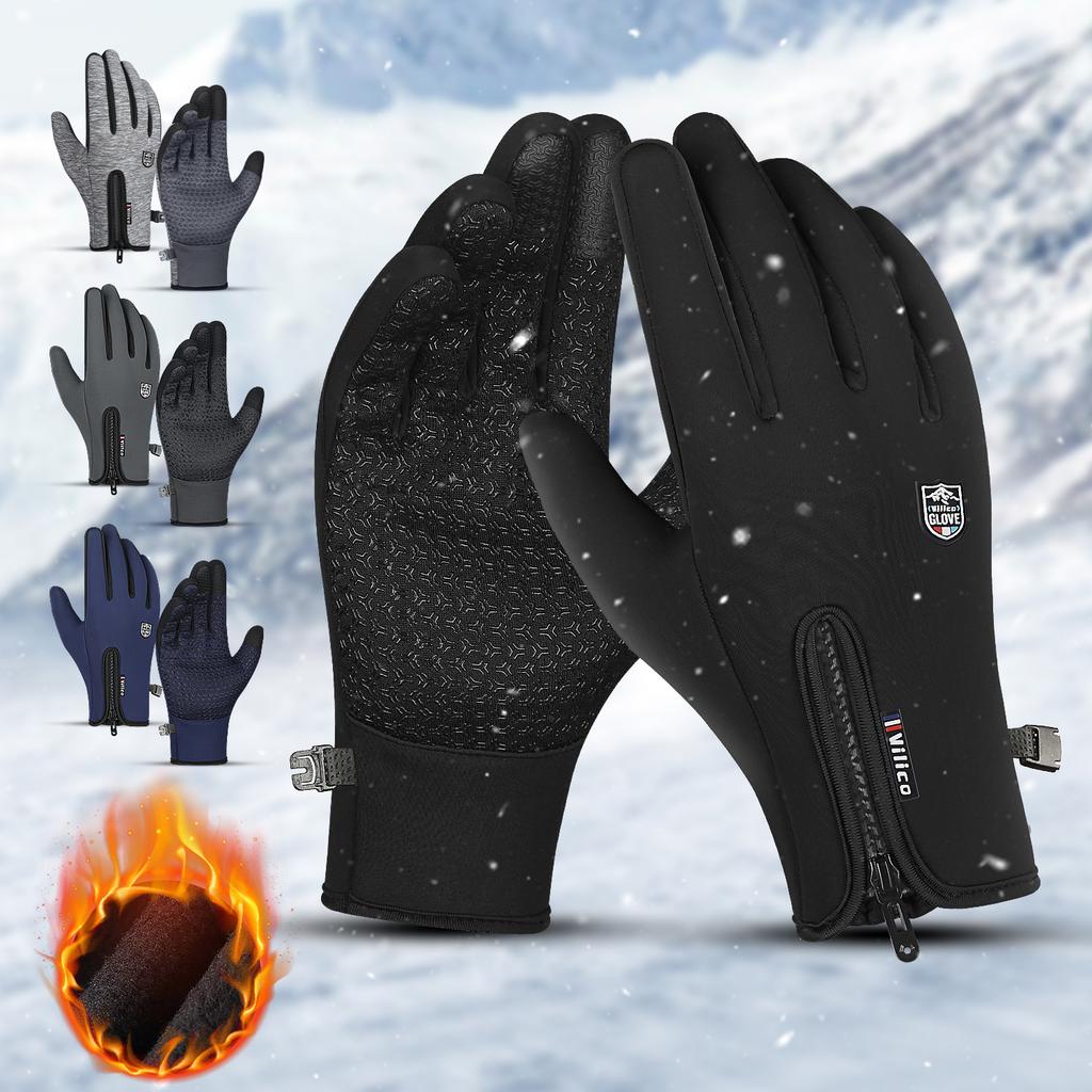 Men Winter Thermal Gloves Windproof Waterproof Fleece Lined for Cycling Running Skiing Outdoor Cold Weather