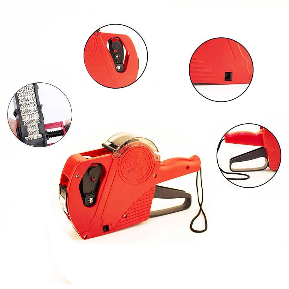Red 8 Digits Price Tag Gun Labeler Labeller With Sticker Labels & Ink MX-5500